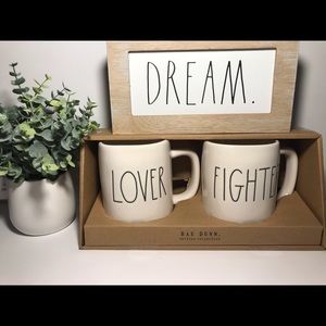 Rae Dunn LOVER & FIGHTER Mug Set